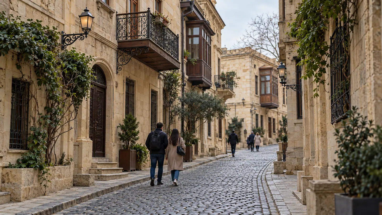 המחשה: סמטה מרוצפת בעיר העתיקה של באקו